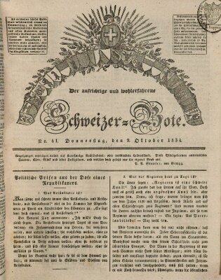 Der aufrichtige und wohlerfahrene Schweizer-Bote (Der Schweizer-Bote) Donnerstag 9. Oktober 1834