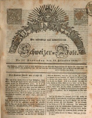 Der aufrichtige und wohlerfahrene Schweizer-Bote (Der Schweizer-Bote) Donnerstag 23. Oktober 1834