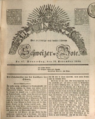 Der aufrichtige und wohlerfahrene Schweizer-Bote (Der Schweizer-Bote) Donnerstag 20. November 1834