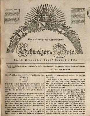 Der aufrichtige und wohlerfahrene Schweizer-Bote (Der Schweizer-Bote) Donnerstag 27. November 1834