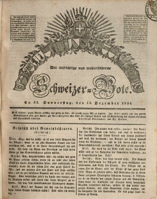 Der aufrichtige und wohlerfahrene Schweizer-Bote (Der Schweizer-Bote) Donnerstag 18. Dezember 1834