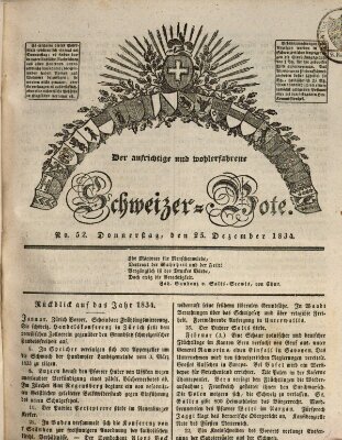 Der aufrichtige und wohlerfahrene Schweizer-Bote (Der Schweizer-Bote) Donnerstag 25. Dezember 1834