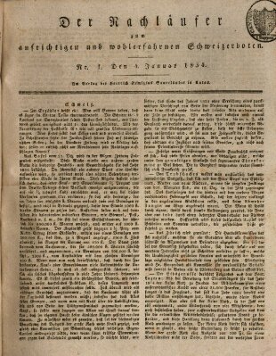 Der aufrichtige und wohlerfahrene Schweizer-Bote (Der Schweizer-Bote) Samstag 4. Januar 1834