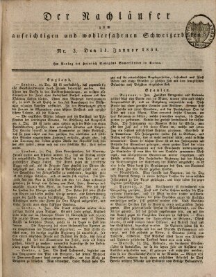 Der aufrichtige und wohlerfahrene Schweizer-Bote (Der Schweizer-Bote) Samstag 11. Januar 1834