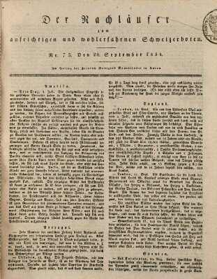 Der aufrichtige und wohlerfahrene Schweizer-Bote (Der Schweizer-Bote) Samstag 20. September 1834