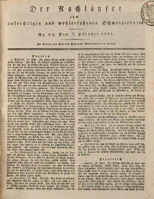 Der aufrichtige und wohlerfahrene Schweizer-Bote (Der Schweizer-Bote) Dienstag 7. Oktober 1834