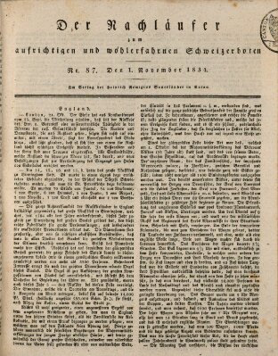 Der aufrichtige und wohlerfahrene Schweizer-Bote (Der Schweizer-Bote) Samstag 1. November 1834