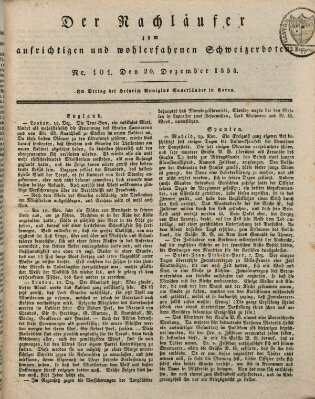 Der aufrichtige und wohlerfahrene Schweizer-Bote (Der Schweizer-Bote) Samstag 20. Dezember 1834