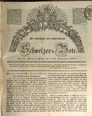 Der aufrichtige und wohlerfahrene Schweizer-Bote (Der Schweizer-Bote) Donnerstag 29. Januar 1835