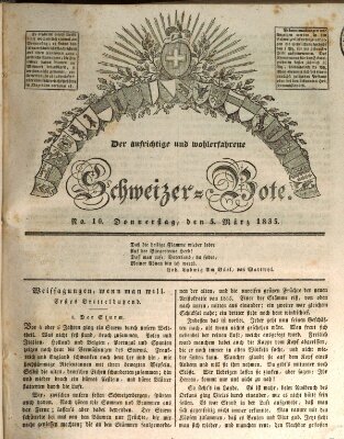 Der aufrichtige und wohlerfahrene Schweizer-Bote (Der Schweizer-Bote) Donnerstag 5. März 1835