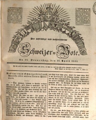 Der aufrichtige und wohlerfahrene Schweizer-Bote (Der Schweizer-Bote) Donnerstag 16. April 1835