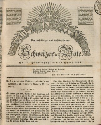 Der aufrichtige und wohlerfahrene Schweizer-Bote (Der Schweizer-Bote) Donnerstag 23. April 1835