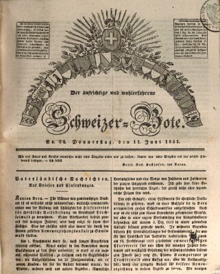 Der aufrichtige und wohlerfahrene Schweizer-Bote (Der Schweizer-Bote) Donnerstag 11. Juni 1835