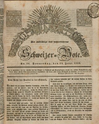 Der aufrichtige und wohlerfahrene Schweizer-Bote (Der Schweizer-Bote) Donnerstag 25. Juni 1835