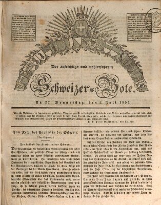 Der aufrichtige und wohlerfahrene Schweizer-Bote (Der Schweizer-Bote) Donnerstag 2. Juli 1835