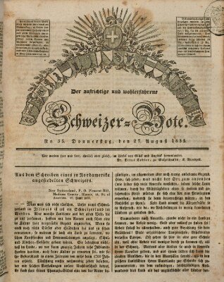 Der aufrichtige und wohlerfahrene Schweizer-Bote (Der Schweizer-Bote) Donnerstag 27. August 1835