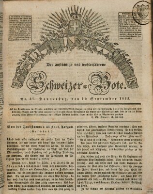 Der aufrichtige und wohlerfahrene Schweizer-Bote (Der Schweizer-Bote) Donnerstag 10. September 1835