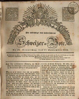 Der aufrichtige und wohlerfahrene Schweizer-Bote (Der Schweizer-Bote) Donnerstag 17. September 1835