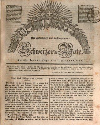 Der aufrichtige und wohlerfahrene Schweizer-Bote (Der Schweizer-Bote) Donnerstag 8. Oktober 1835