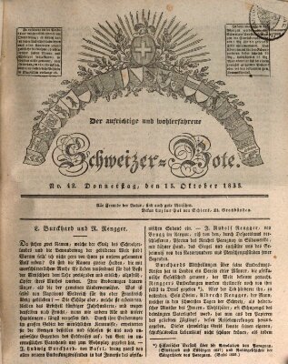 Der aufrichtige und wohlerfahrene Schweizer-Bote (Der Schweizer-Bote) Donnerstag 15. Oktober 1835