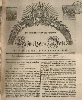 Der aufrichtige und wohlerfahrene Schweizer-Bote (Der Schweizer-Bote) Donnerstag 19. November 1835