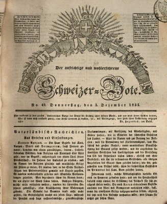 Der aufrichtige und wohlerfahrene Schweizer-Bote (Der Schweizer-Bote) Donnerstag 3. Dezember 1835