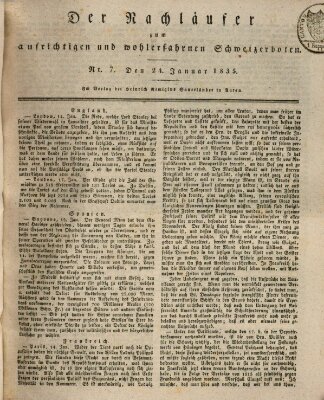 Der aufrichtige und wohlerfahrene Schweizer-Bote (Der Schweizer-Bote) Samstag 24. Januar 1835