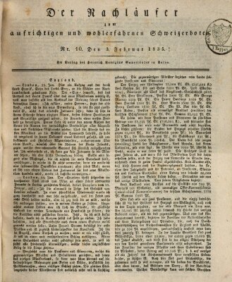 Der aufrichtige und wohlerfahrene Schweizer-Bote (Der Schweizer-Bote) Dienstag 3. Februar 1835