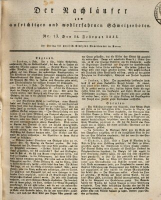 Der aufrichtige und wohlerfahrene Schweizer-Bote (Der Schweizer-Bote) Samstag 14. Februar 1835