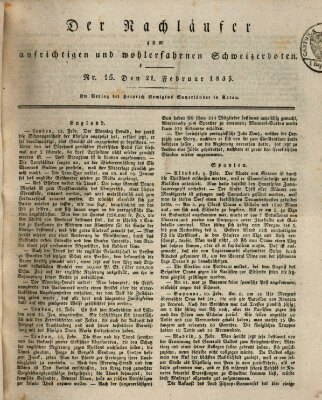 Der aufrichtige und wohlerfahrene Schweizer-Bote (Der Schweizer-Bote) Samstag 21. Februar 1835