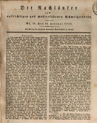 Der aufrichtige und wohlerfahrene Schweizer-Bote (Der Schweizer-Bote) Dienstag 24. Februar 1835