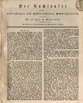 Der aufrichtige und wohlerfahrene Schweizer-Bote (Der Schweizer-Bote) Samstag 14. März 1835