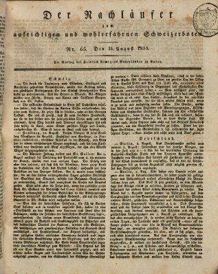 Der aufrichtige und wohlerfahrene Schweizer-Bote (Der Schweizer-Bote) Samstag 15. August 1835