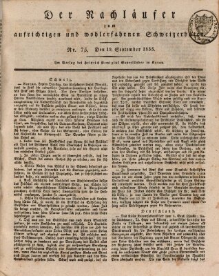 Der aufrichtige und wohlerfahrene Schweizer-Bote (Der Schweizer-Bote) Samstag 19. September 1835