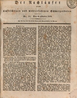 Der aufrichtige und wohlerfahrene Schweizer-Bote (Der Schweizer-Bote) Samstag 10. Oktober 1835