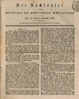 Der aufrichtige und wohlerfahrene Schweizer-Bote (Der Schweizer-Bote) Samstag 14. November 1835