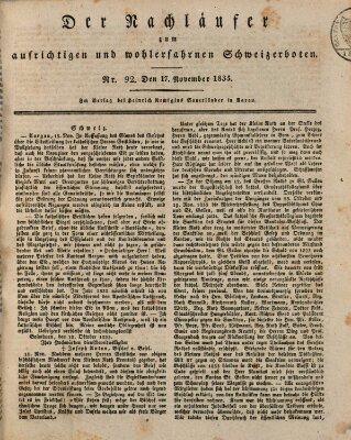 Der aufrichtige und wohlerfahrene Schweizer-Bote (Der Schweizer-Bote) Dienstag 17. November 1835