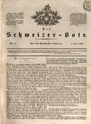 Der Schweizer-Bote Samstag 9. April 1836