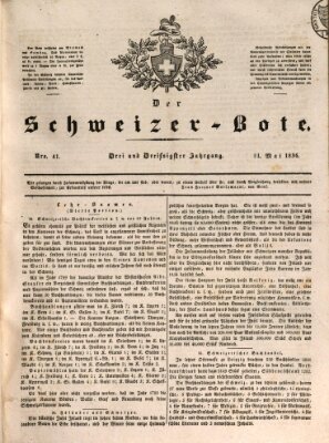 Der Schweizer-Bote Samstag 21. Mai 1836