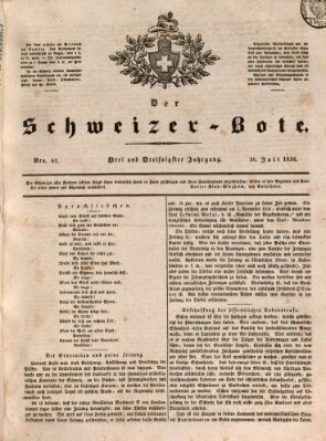 Der Schweizer-Bote Samstag 30. Juli 1836