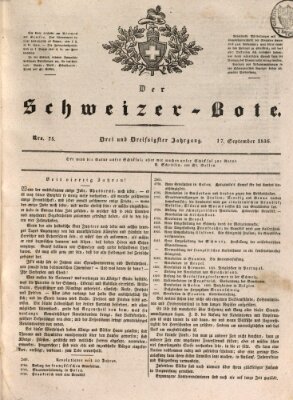 Der Schweizer-Bote Samstag 17. September 1836