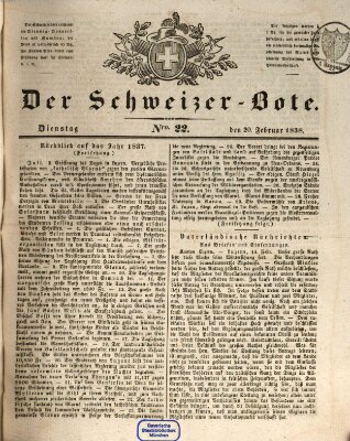 Der Schweizer-Bote Dienstag 20. Februar 1838