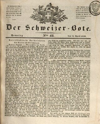 Der Schweizer-Bote Samstag 14. April 1838