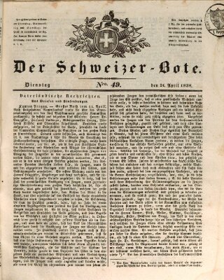 Der Schweizer-Bote Dienstag 24. April 1838
