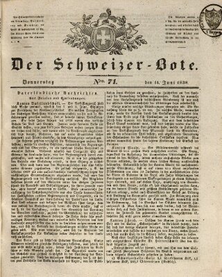 Der Schweizer-Bote Donnerstag 14. Juni 1838