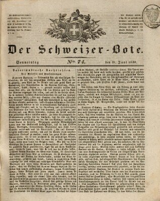 Der Schweizer-Bote Donnerstag 21. Juni 1838