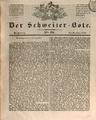 Der Schweizer-Bote Samstag 29. Juni 1839