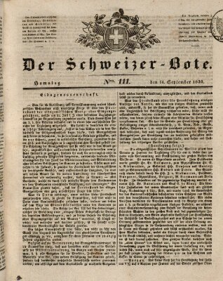 Der Schweizer-Bote Samstag 14. September 1839