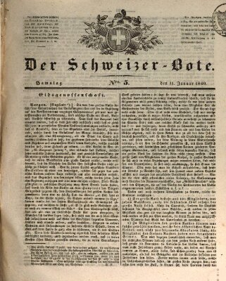 Der Schweizer-Bote Samstag 11. Januar 1840