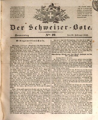 Der Schweizer-Bote Donnerstag 20. Februar 1840